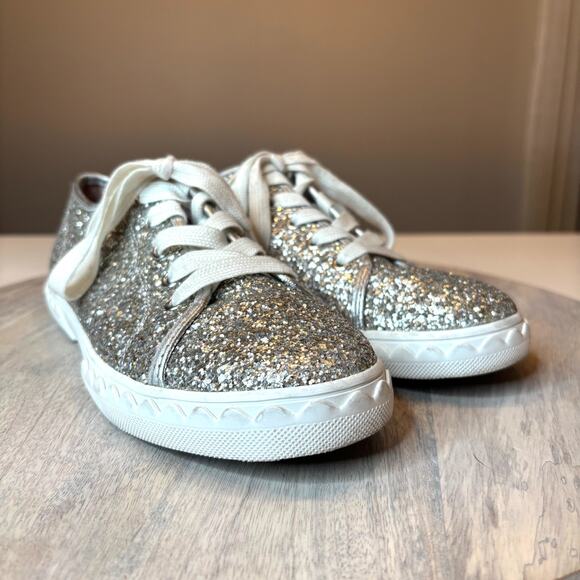 Kate Spade New York Glitter Lace Up Sneakers Silver Sparkle Women’s Shoes Sz 6.5 - Picture 5 of 11